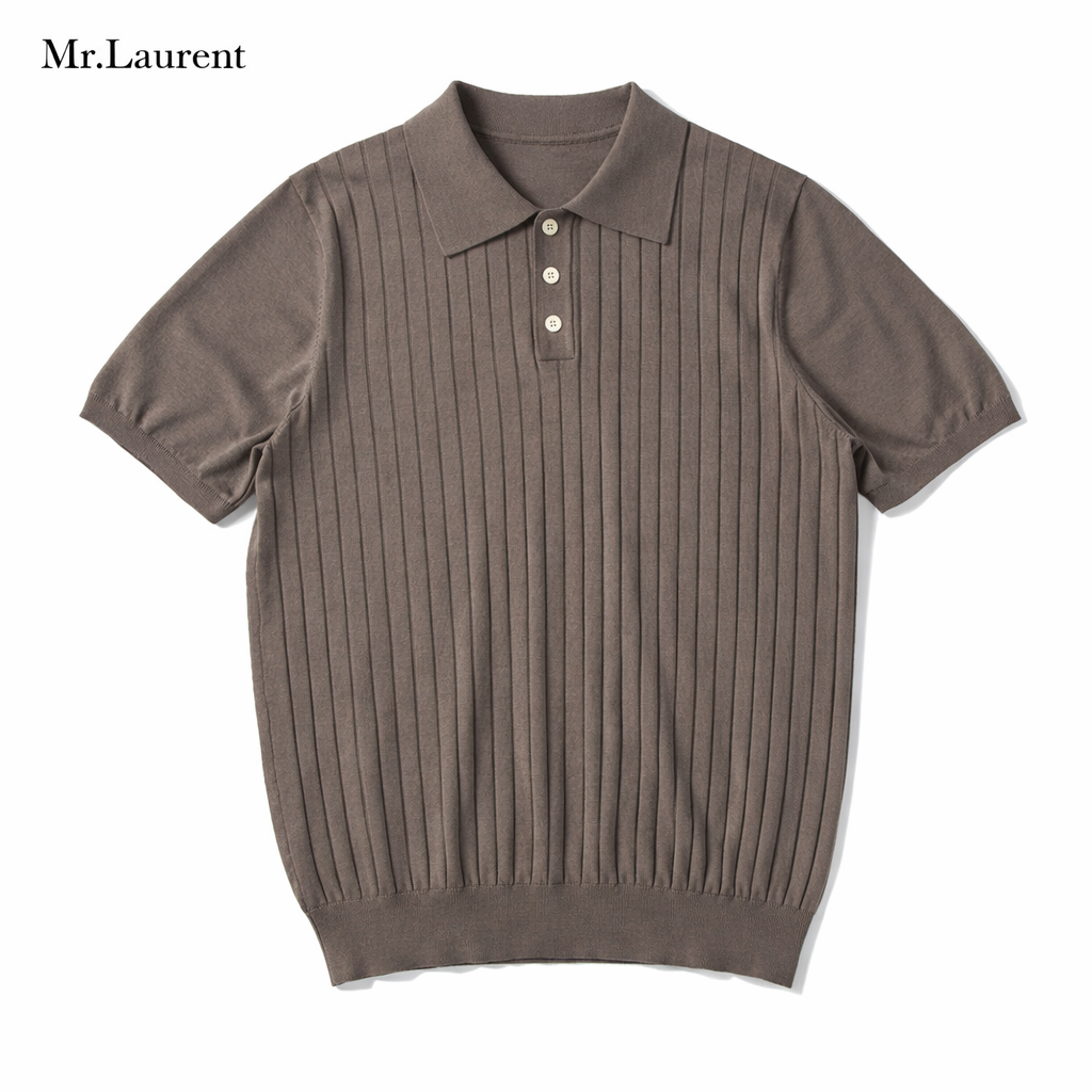 Mr.L プレミアム エッセンシャル ポロシャツ 半袖 コントラストライン ストレッチ メンズ イタリアンカジュアル