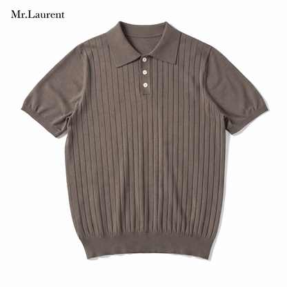 Mr.L プレミアム エッセンシャル ポロシャツ 半袖 コントラストライン ストレッチ メンズ イタリアンカジュアル