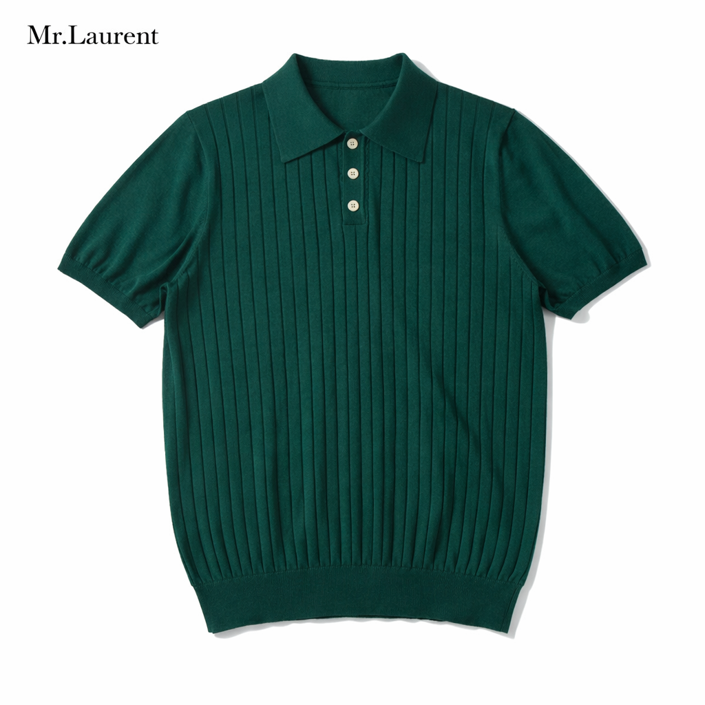 Mr.L プレミアム エッセンシャル ポロシャツ 半袖 コントラストライン ストレッチ メンズ イタリアンカジュアル
