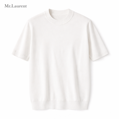 Mr.L リブ仕様 クルーネック ニットTシャツ メンズ