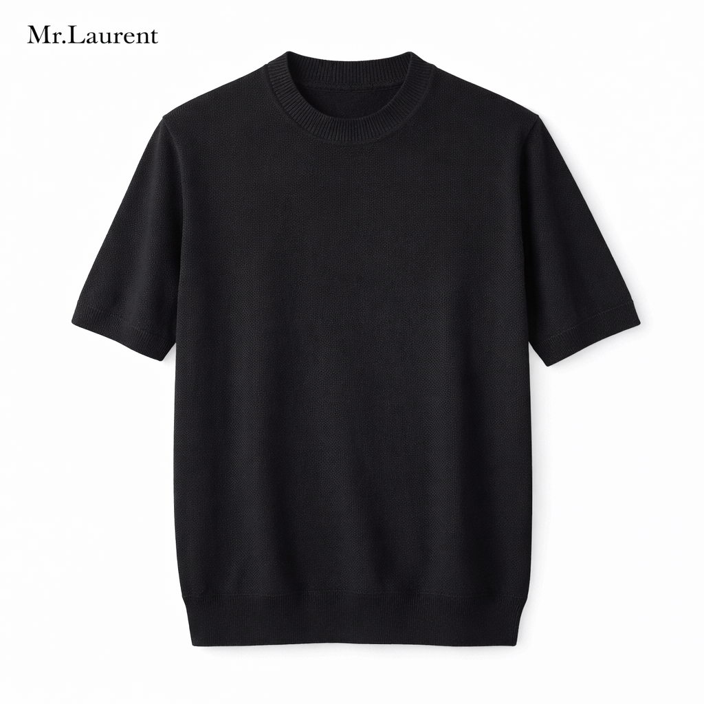 Mr.L リブ仕様 クルーネック ニットTシャツ メンズ