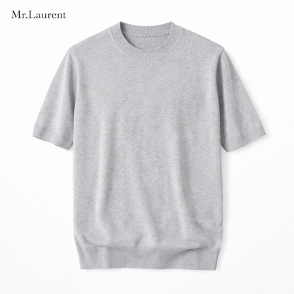 Mr.L リブ仕様 クルーネック ニットTシャツ メンズ