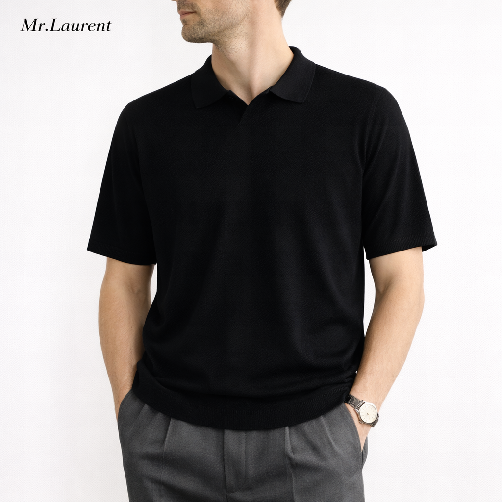 Mr.L レーヨン混 リブ袖裾 半袖ポロシャツ メンズ ソフトドライ