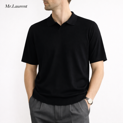Mr.L レーヨン混 リブ袖裾 半袖ポロシャツ メンズ ソフトドライ