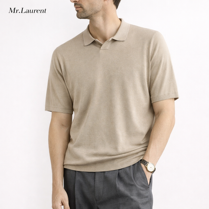 Mr.L レーヨン混 リブ袖裾 半袖ポロシャツ メンズ ソフトドライ