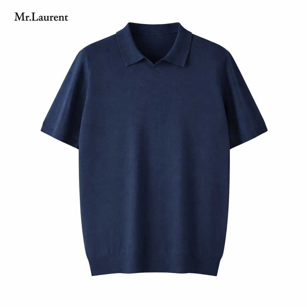 Mr.L レーヨン混 リブ袖裾 半袖ポロシャツ メンズ ソフトドライ