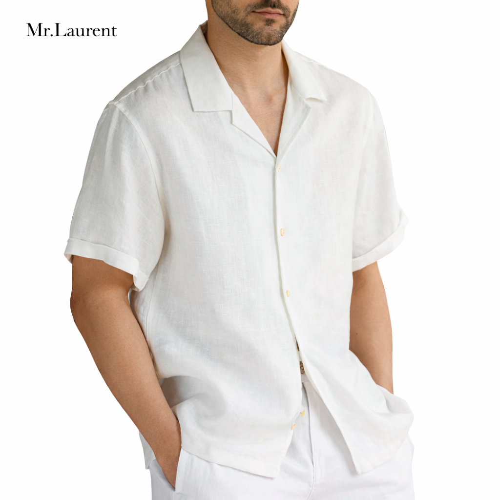 Mr.L リネン100%シャツ メンズ 清涼素材 ナチュラルドレープ 長袖 イタリアンカジュアル