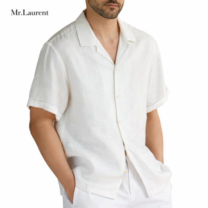 Mr.L リネン100%シャツ メンズ 清涼素材 ナチュラルドレープ 長袖 イタリアンカジュアル