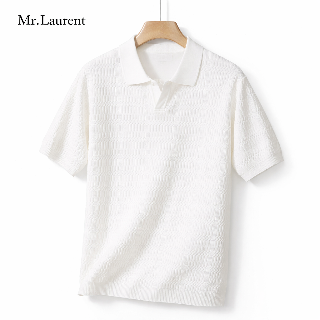 Mr.L コットン混 半袖ポロシャツ メンズ スリムフィット