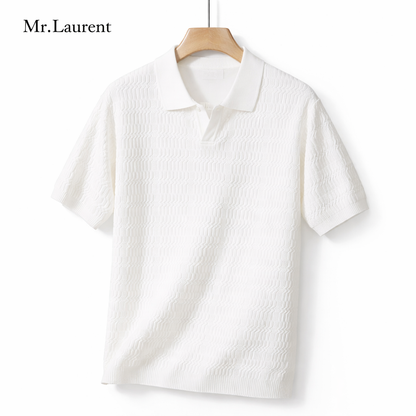 Mr.L コットン混 半袖ポロシャツ メンズ スリムフィット
