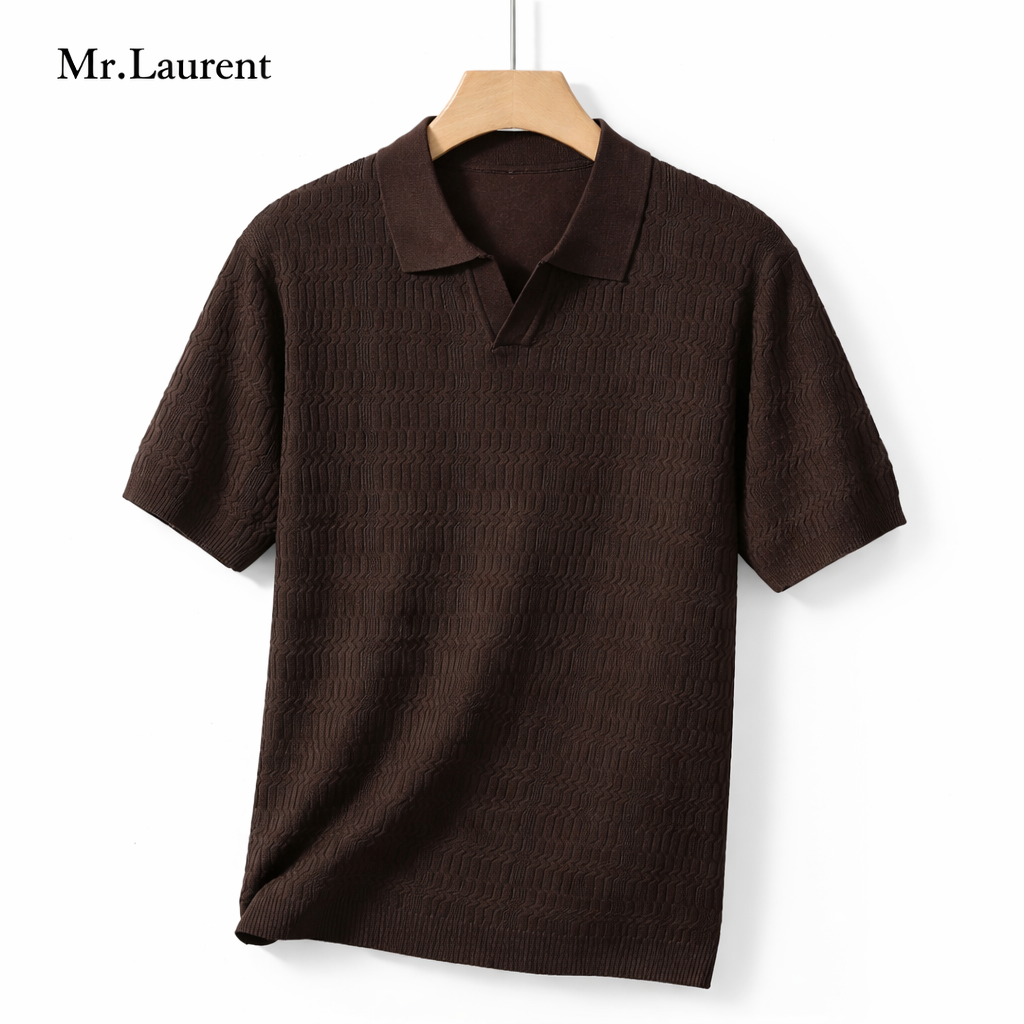 Mr.L コットン混 半袖ポロシャツ メンズ スリムフィット
