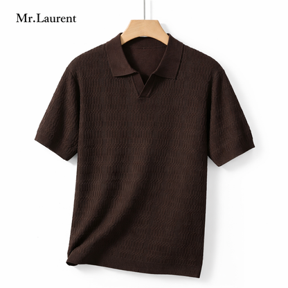 Mr.L コットン混 半袖ポロシャツ メンズ スリムフィット