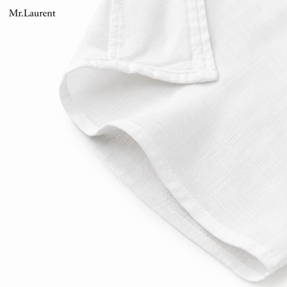 Mr.L 100%リネン オープンカラーシャツ リラックスシルエット 長袖 メンズ