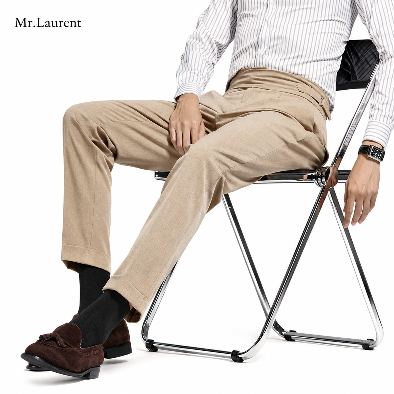 Mr.L ナポリスタイル サイドアジャスター アンクルスラックス メンズ