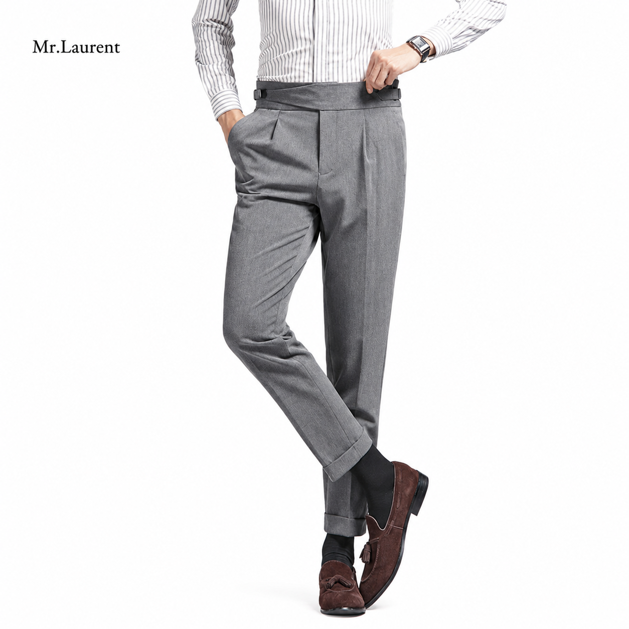 Mr.L ナポリスタイル サイドアジャスター アンクルスラックス メンズ