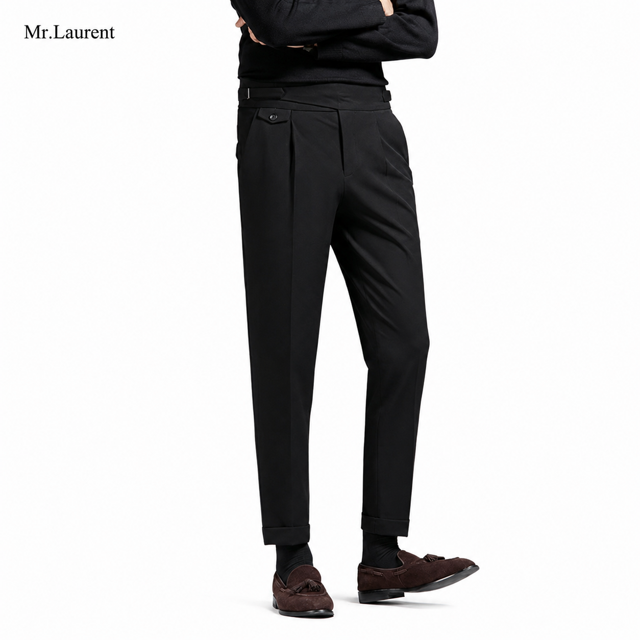 Mr.L ナポリスタイル サイドアジャスター アンクルスラックス メンズ