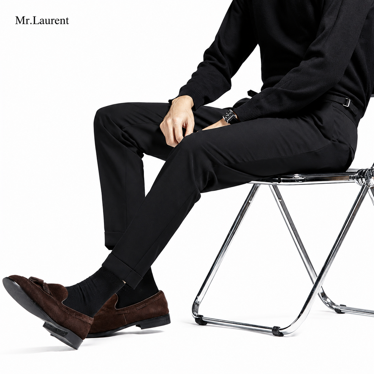 Mr.L ナポリスタイル サイドアジャスター アンクルスラックス メンズ