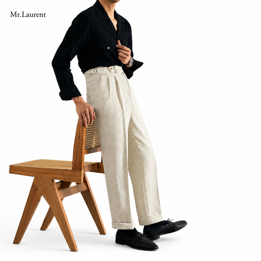 Mr.L ナポリスタイル バーティカルドレープ アンクルスラックス メンズ