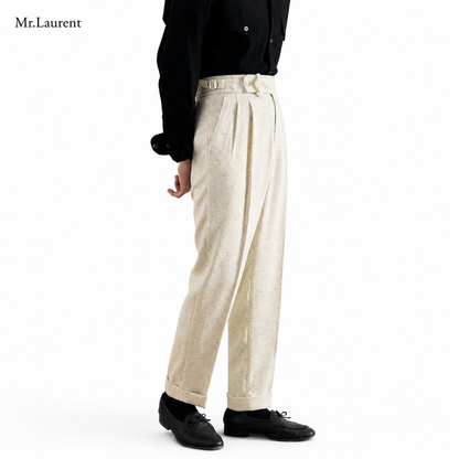 Mr.L ナポリスタイル バーティカルドレープ アンクルスラックス メンズ