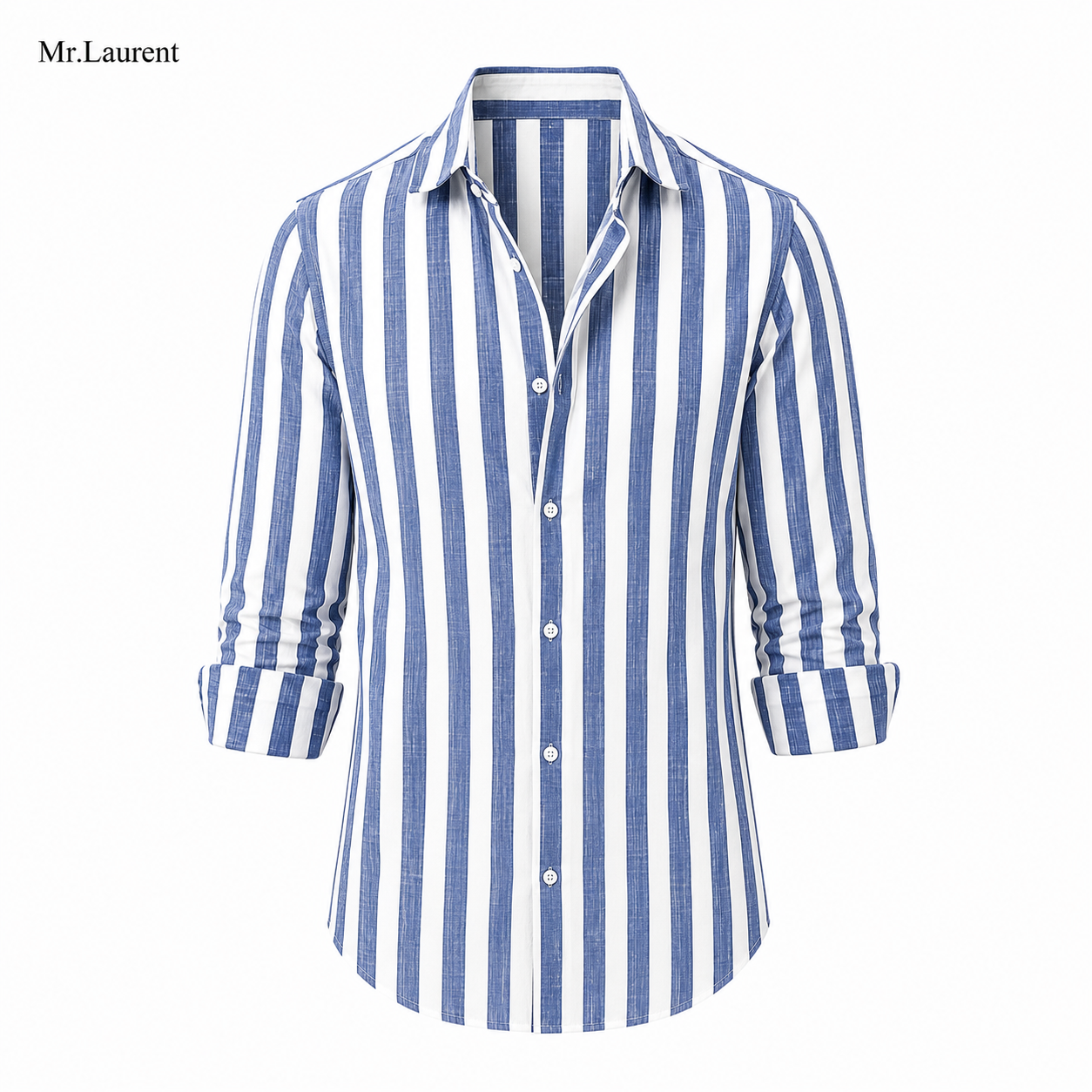 Mr.L ストライプ コットンシャツ レギュラーカラー クリーンフィット メンズ