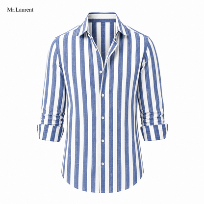 Mr.L ストライプ コットンシャツ レギュラーカラー クリーンフィット メンズ