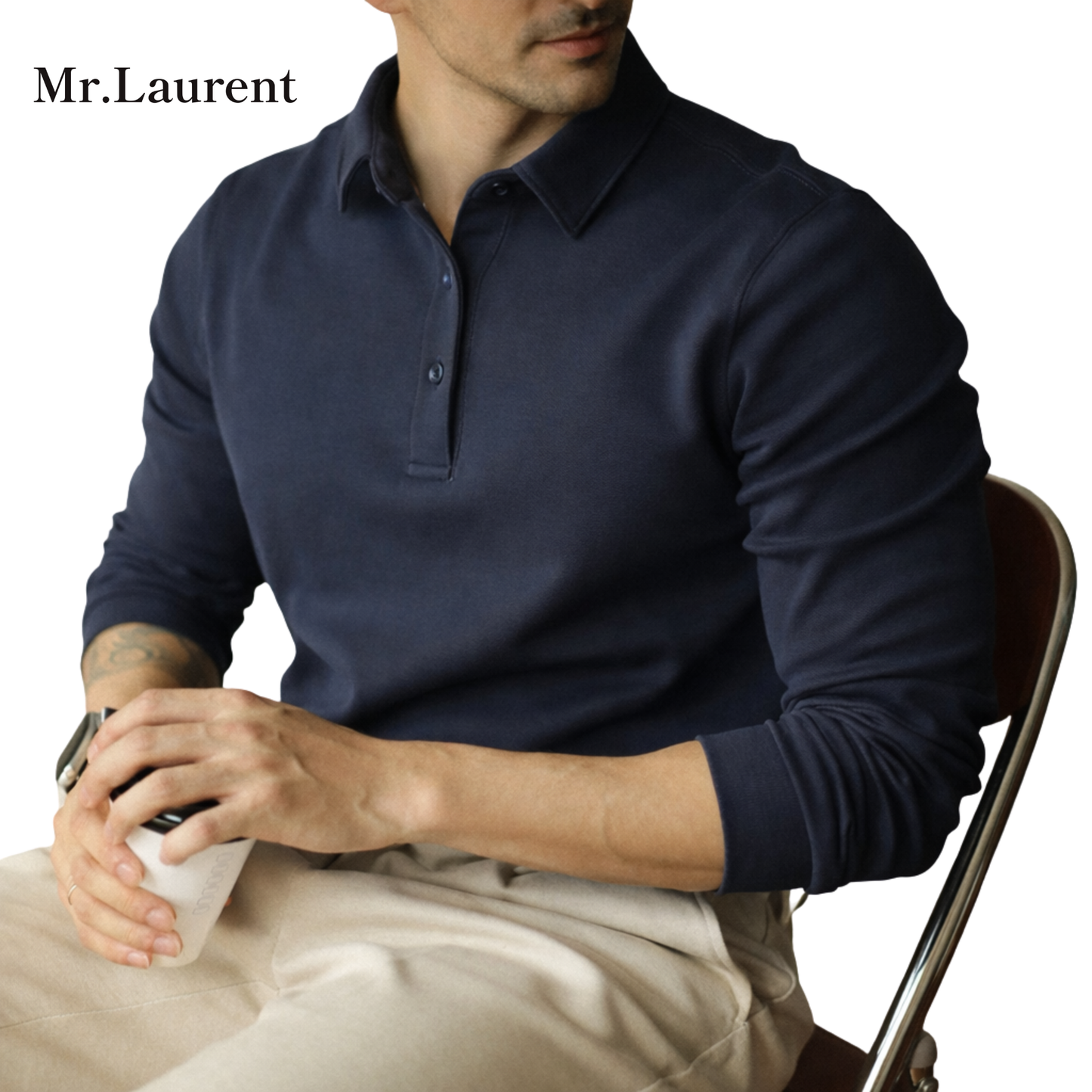 Mr.L コットン 長袖 POLO ポロシャツメンズ