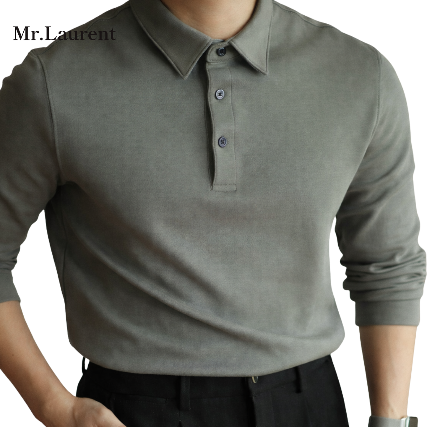 Mr.L コットン 長袖 POLO ポロシャツメンズ