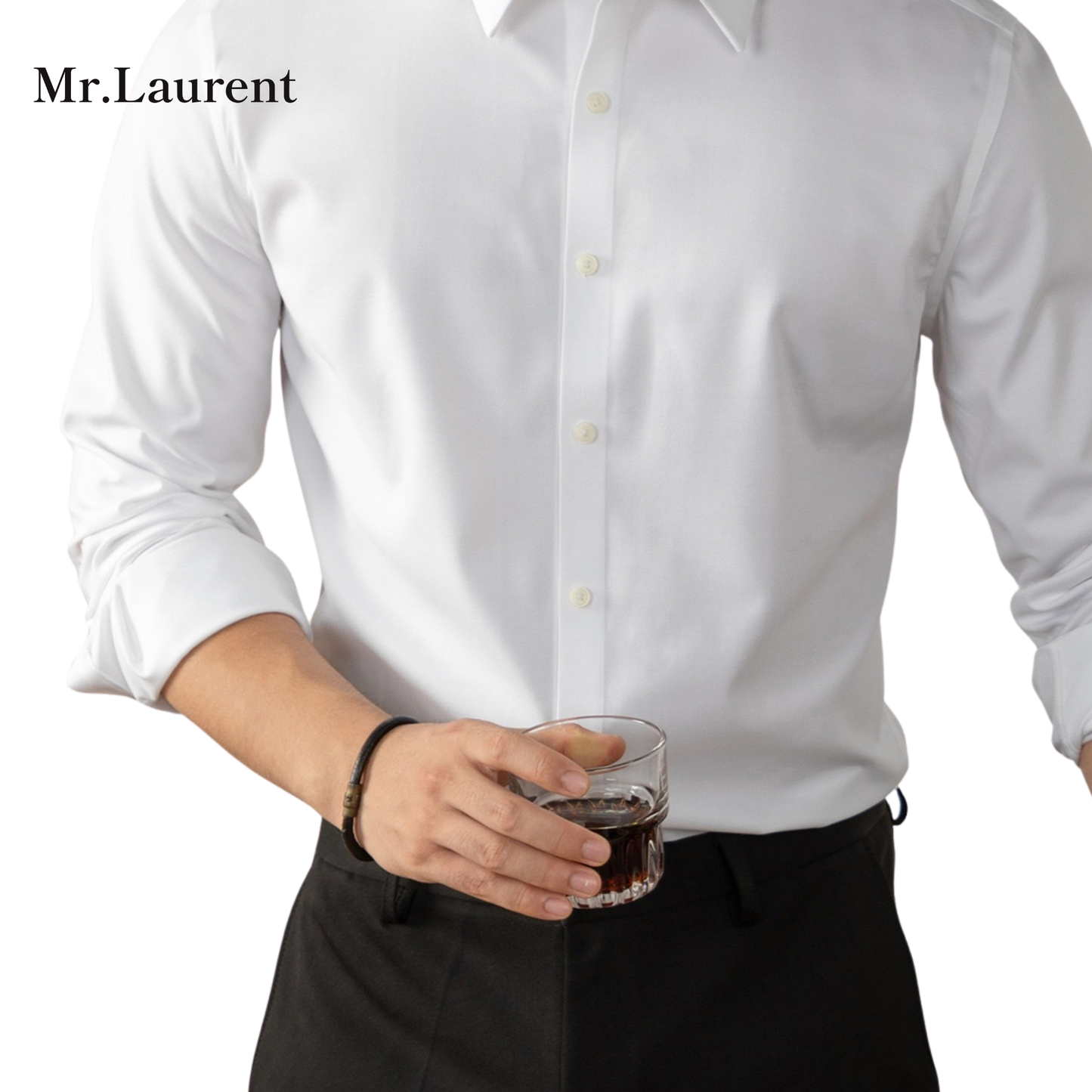 Mr.L 上質素材 ストレッチ ノンアイロン 長袖Yシャツ メンズ