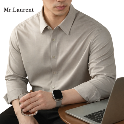 Mr.L 上質素材 ストレッチ ノンアイロン 長袖Yシャツ メンズ
