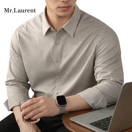 Mr.L 上質素材 ストレッチ ノンアイロン 長袖Yシャツ メンズ