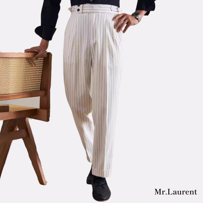 Mr.L ナポリストライプ ダブルタック ドレススラックス メンズ