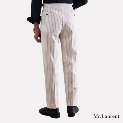Mr.L ナポリストライプ ダブルタック ドレススラックス メンズ