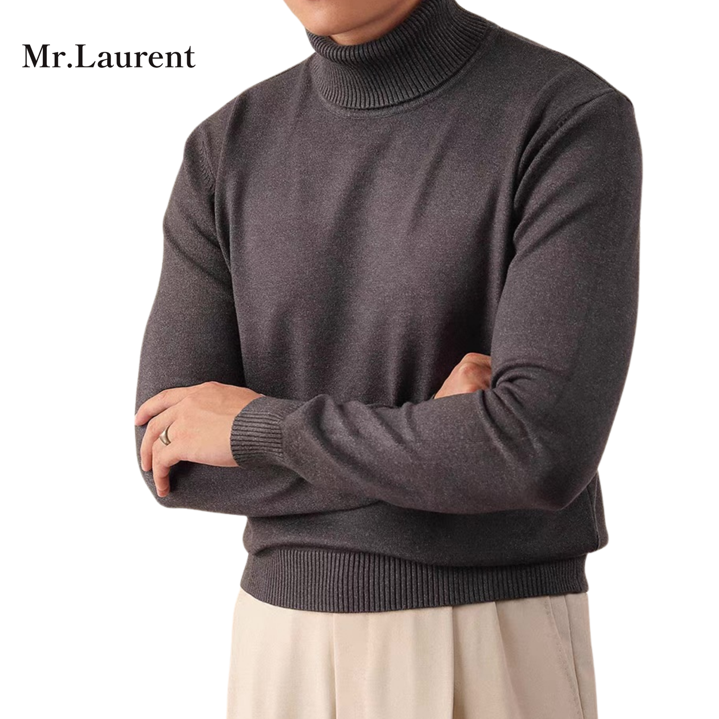 Mr.L エレガンス タートルネック ニット セーター メンズ