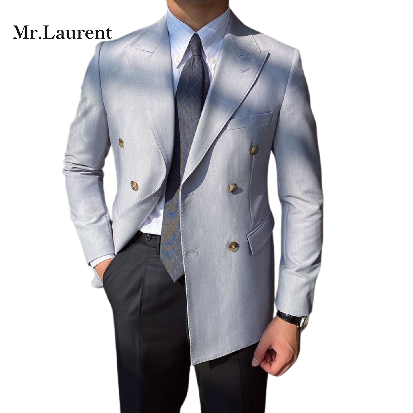 Mr.L ダブルブレスト モダン テーラードジャケット メンズ