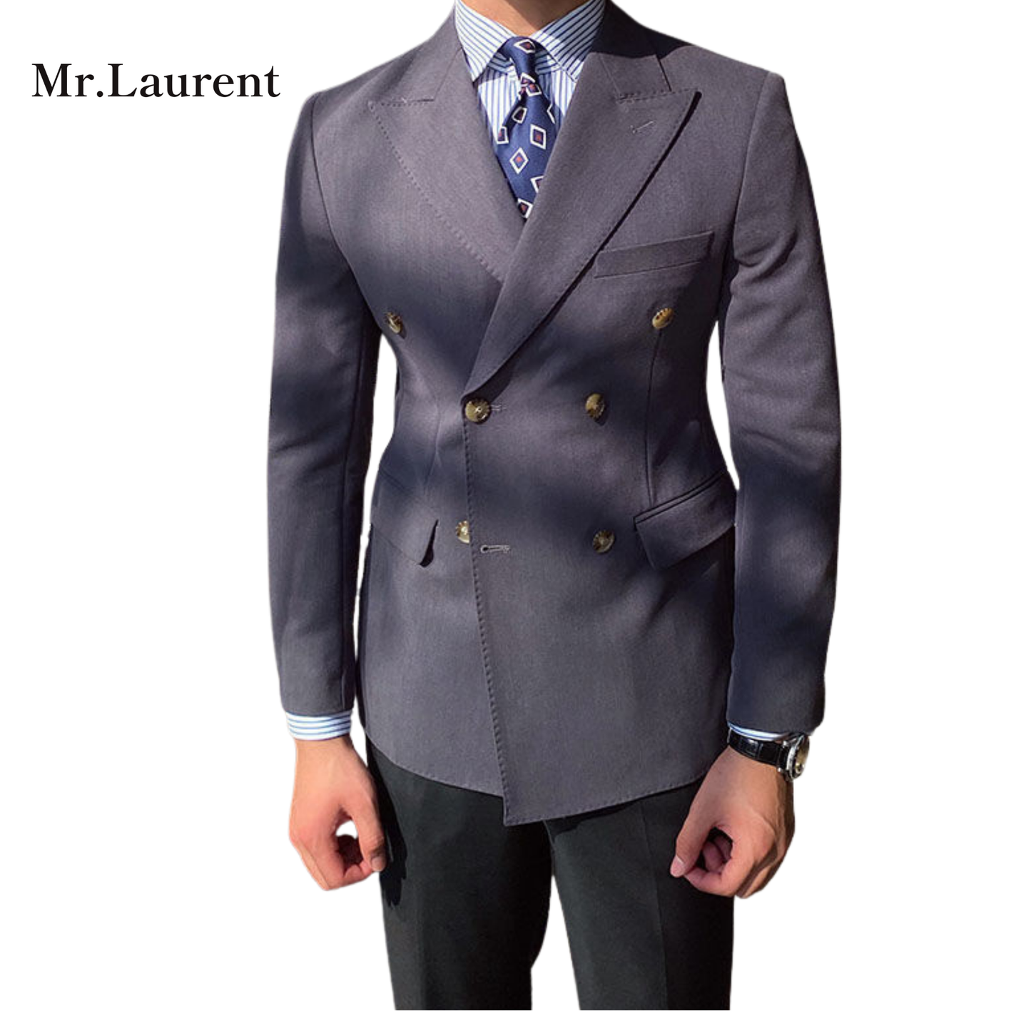 Mr.L ダブルブレスト モダン テーラードジャケット メンズ