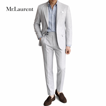 Mr.L ナポリスタイル ハンドメイド リネン混 プレミアム ストレッチジャケット セットアップ対応 メンズ イタリアンクラシック スリムフィット