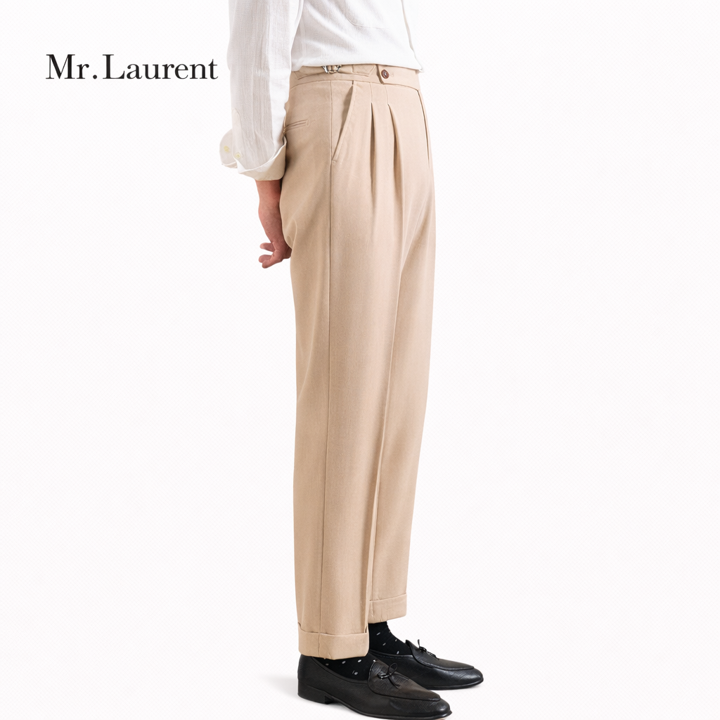 Mr.L ストレッチ スリムスラックス テーパードシルエット 美脚トラウザー メンズ