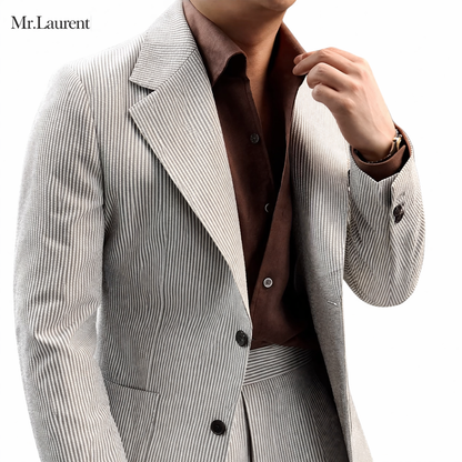 Mr.L 凹凸シアサッカー プレミアム セットアップ メンズ ストレッチ 軽量 速乾 アンコンジャケット テーパードパンツ 上下セット