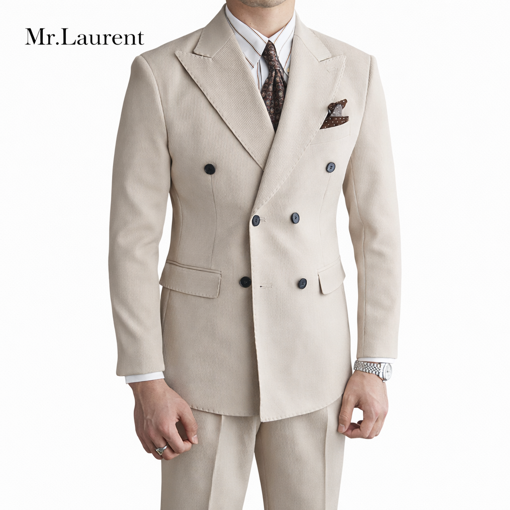 Mr.L ブリティッシュ レトロ ストライプ ダブル スーツセットアップ メンズ