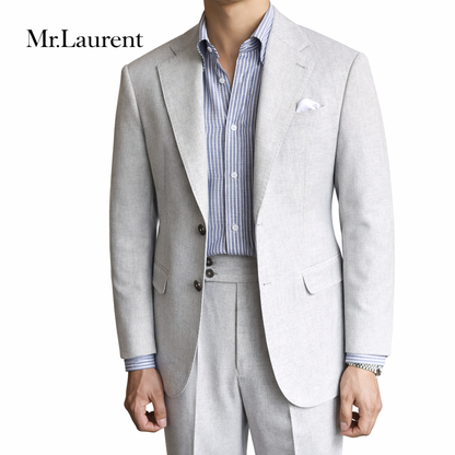 Mr.L ナポリスタイル ハンドメイド リネン混 プレミアム ストレッチジャケット セットアップ対応 メンズ イタリアンクラシック スリムフィット