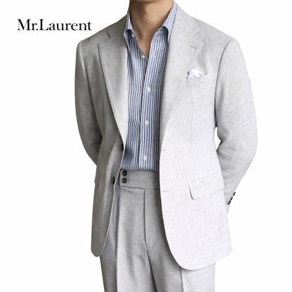Mr.L ナポリスタイル ハンドメイド リネン混 プレミアム ストレッチジャケット セットアップ対応 メンズ イタリアンクラシック スリムフィット