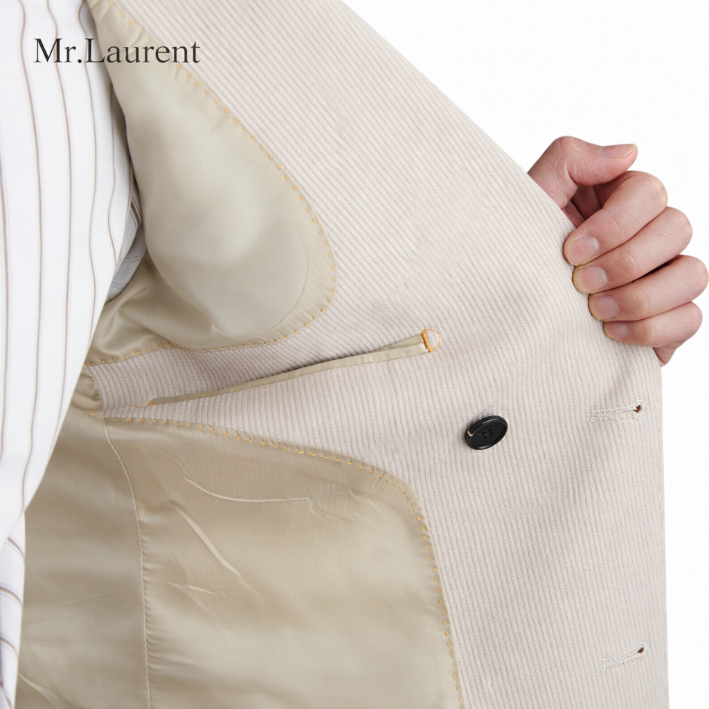 Mr.L ブリティッシュ レトロ ストライプ ダブル スーツセットアップ メンズ